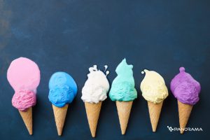 melting-various-ice-cream-cones-dark-background-picture-id954491320